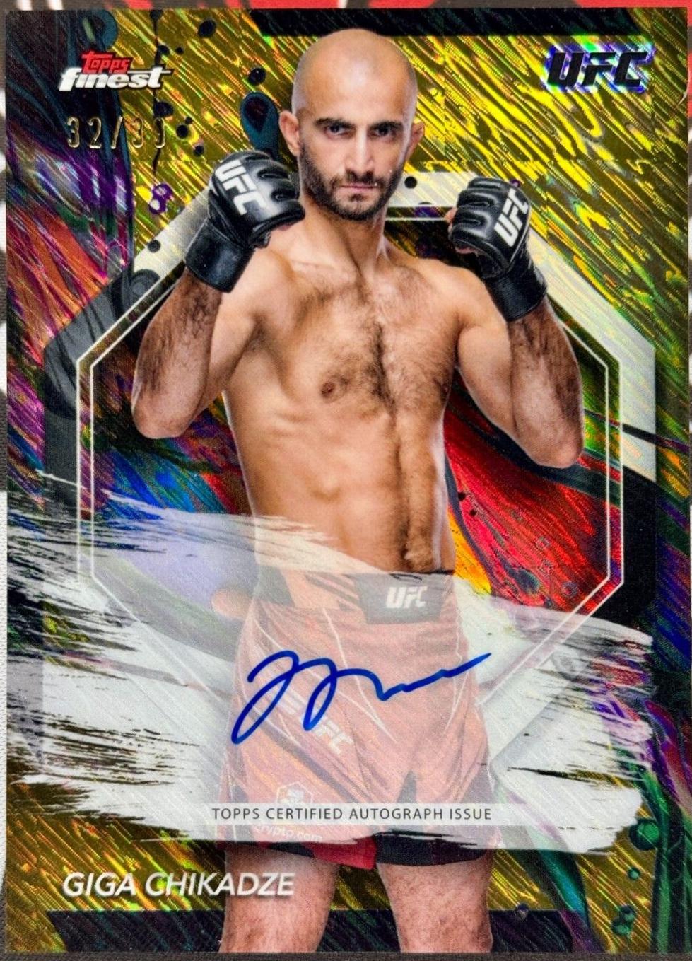 Giga Chikadze 2024 Topps Finest UFC Finest Autographs #FA-GCE Gold Shimmer Refractor