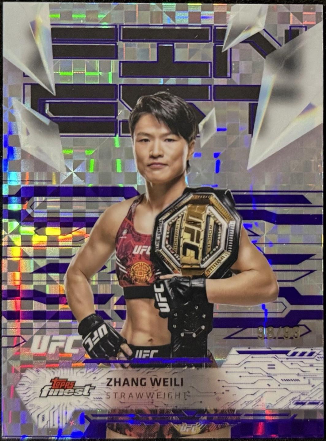 Zhang Weili 2025 Topps Finest UFC Base Uncommon #194 Purple Checkerboard Refractor