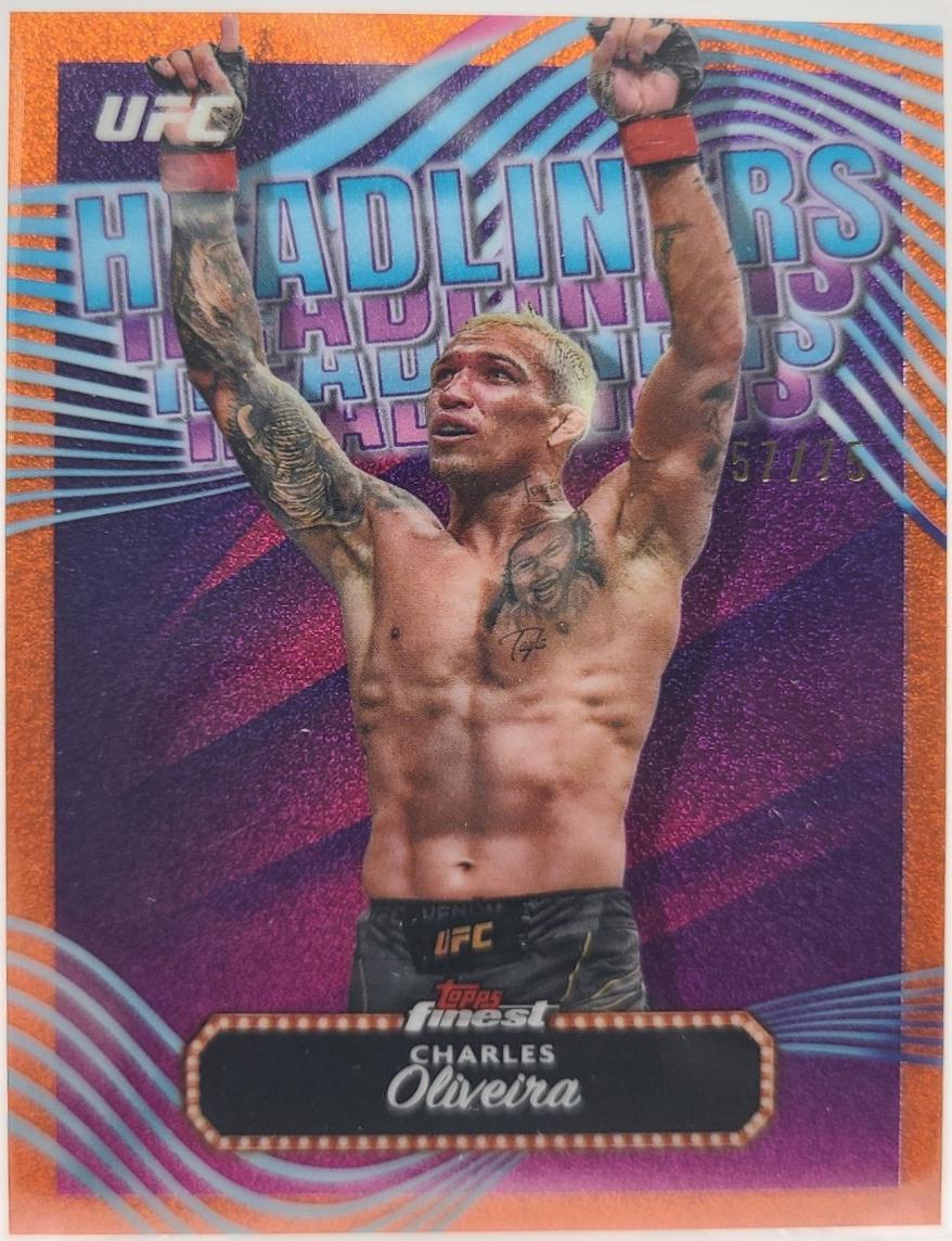 Charles Oliveira 2024 Topps Finest UFC Headliners #HDL-17 Tangerine Glitter Refractor