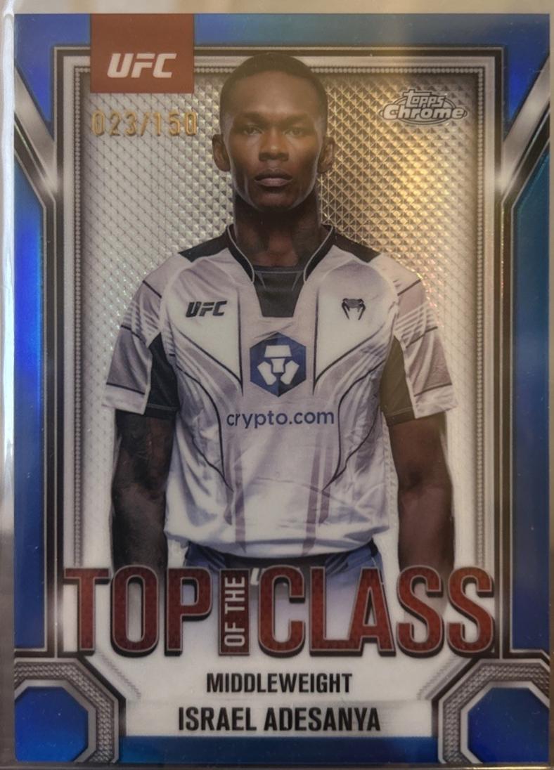 Israel Adesanya 2025 Topps Chrome UFC Top of the Class #TTC-11 Blue Refractor