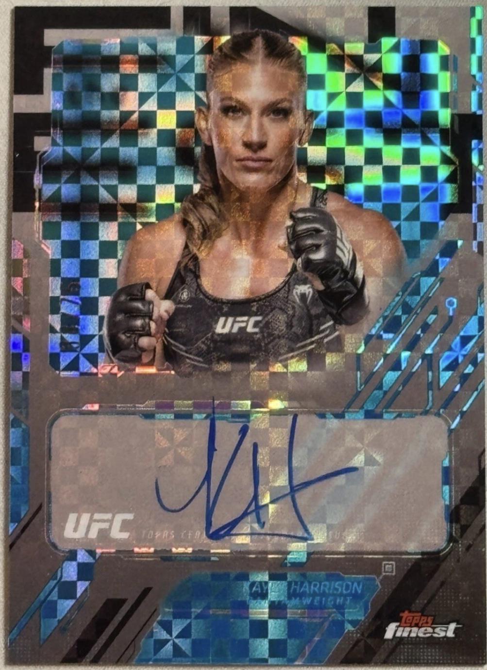 Kayla Harrison 2025 Topps Finest UFC The Finest #TFA-KH Blue Checkerboard Refractor