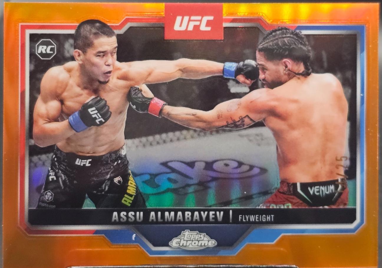 Assu Almabayev 2025 Topps Chrome Sapphire UFC Base Sapphire #182 Orange Sapphire