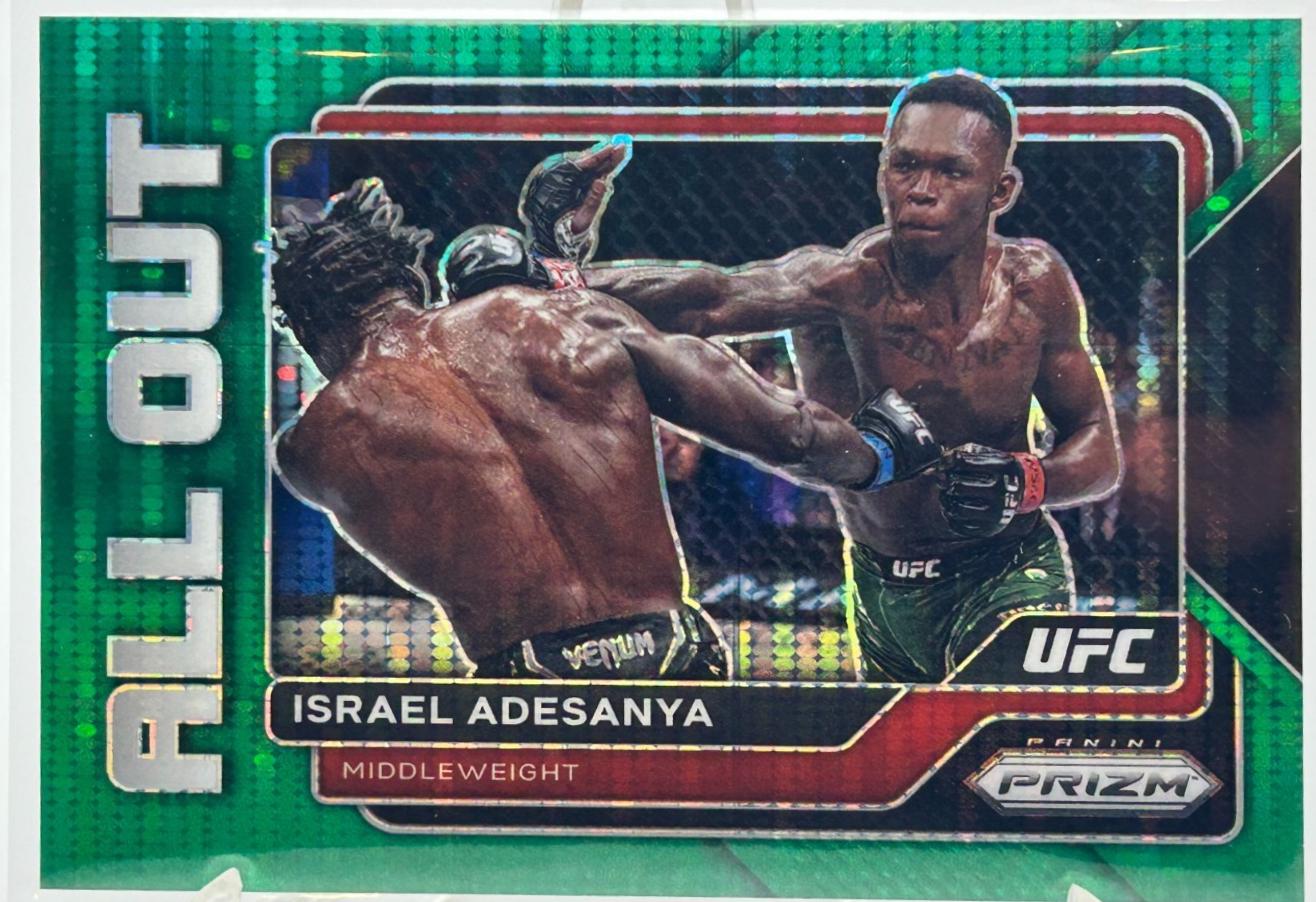 Israel Adesanya 2023 Panini Prizm UFC All Out #2 Green Pulsar