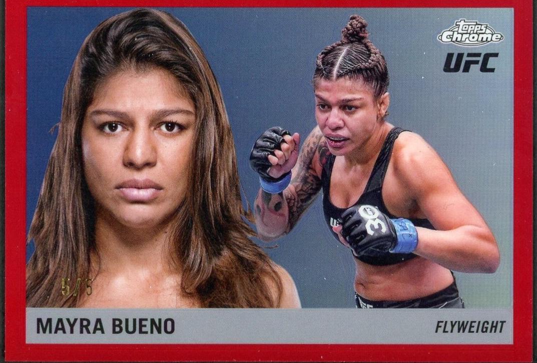 Mayra Bueno 2025 Topps Chrome UFC 1955 Topps #55T-6 Red Refractor