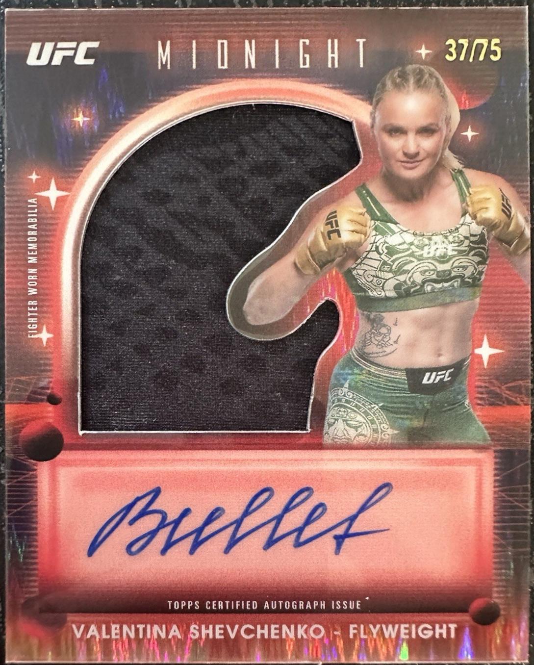 Valentina Shevchenko 2025 Topps Midnight UFC Relic Autographs #VRA-VS Dusk