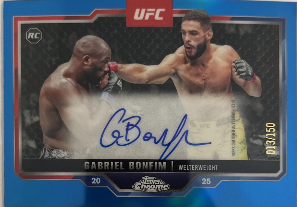 Gabriel Bonfim 2025 Topps Chrome UFC Chrome Rookie Autographs #CRA-GB Blue Refractor