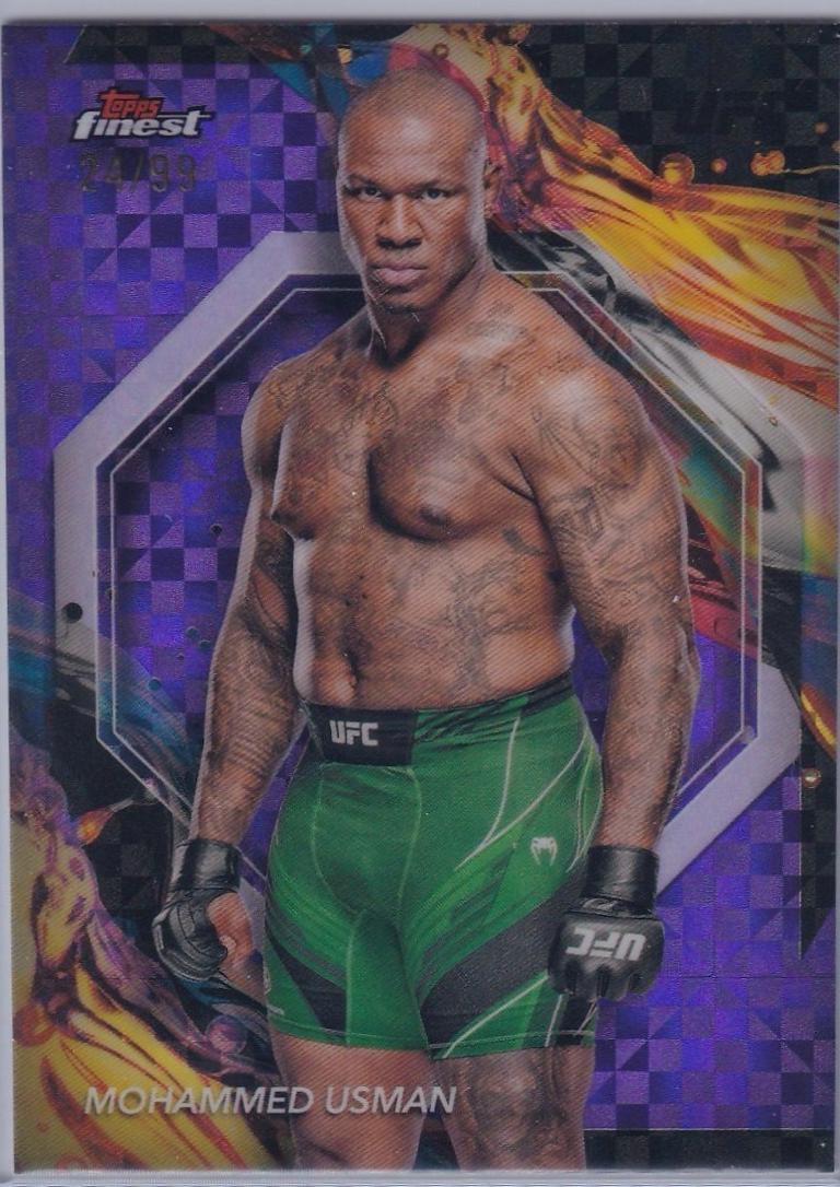 Mohammed Usman 2024 Topps Finest UFC Base Uncommon #119 Purple Checkerboard Refractor