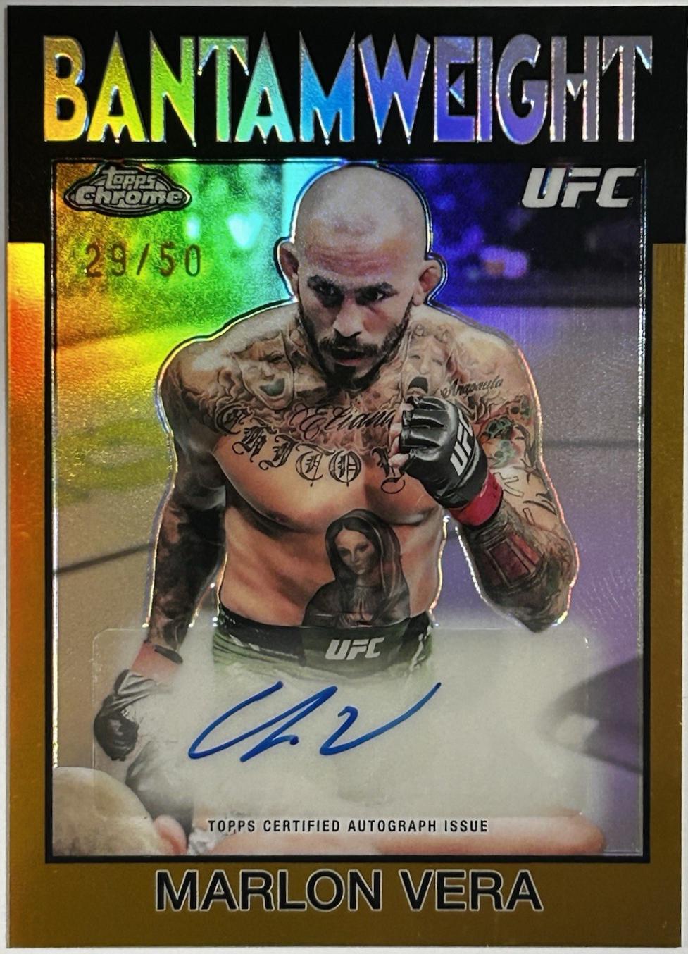Marlon Vera 2026 Topps Chrome UFC 1986 Topps Signatures #86S-MV Red Geometric Refractor