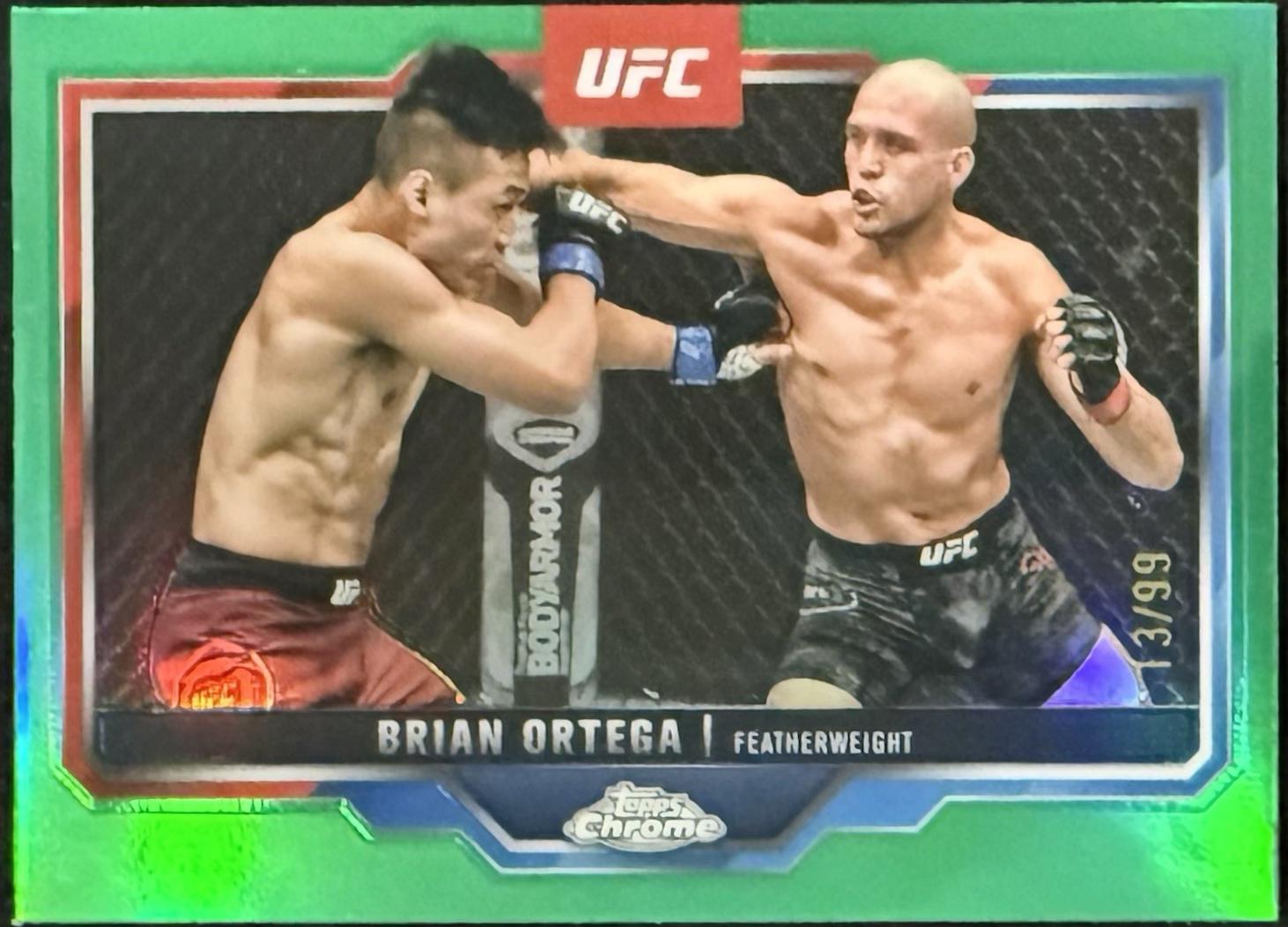 Brian Ortega 2025 Topps Chrome UFC Base #69 Green Refractor