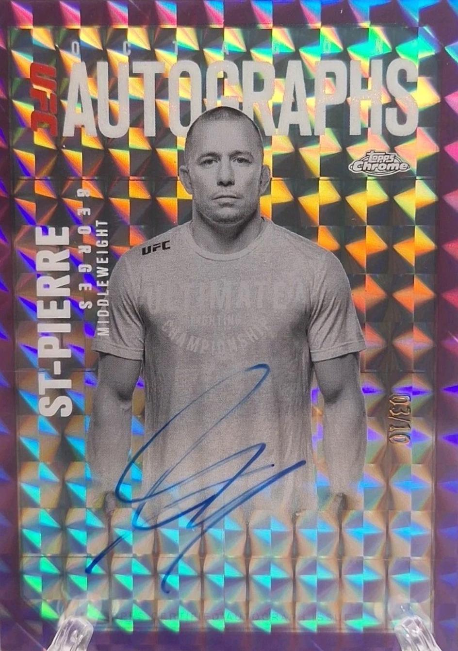 Georges St-Pierre 2025 Topps Chrome UFC Octagon Legends Autographs #OLA-GS Geometric Purple Refractor