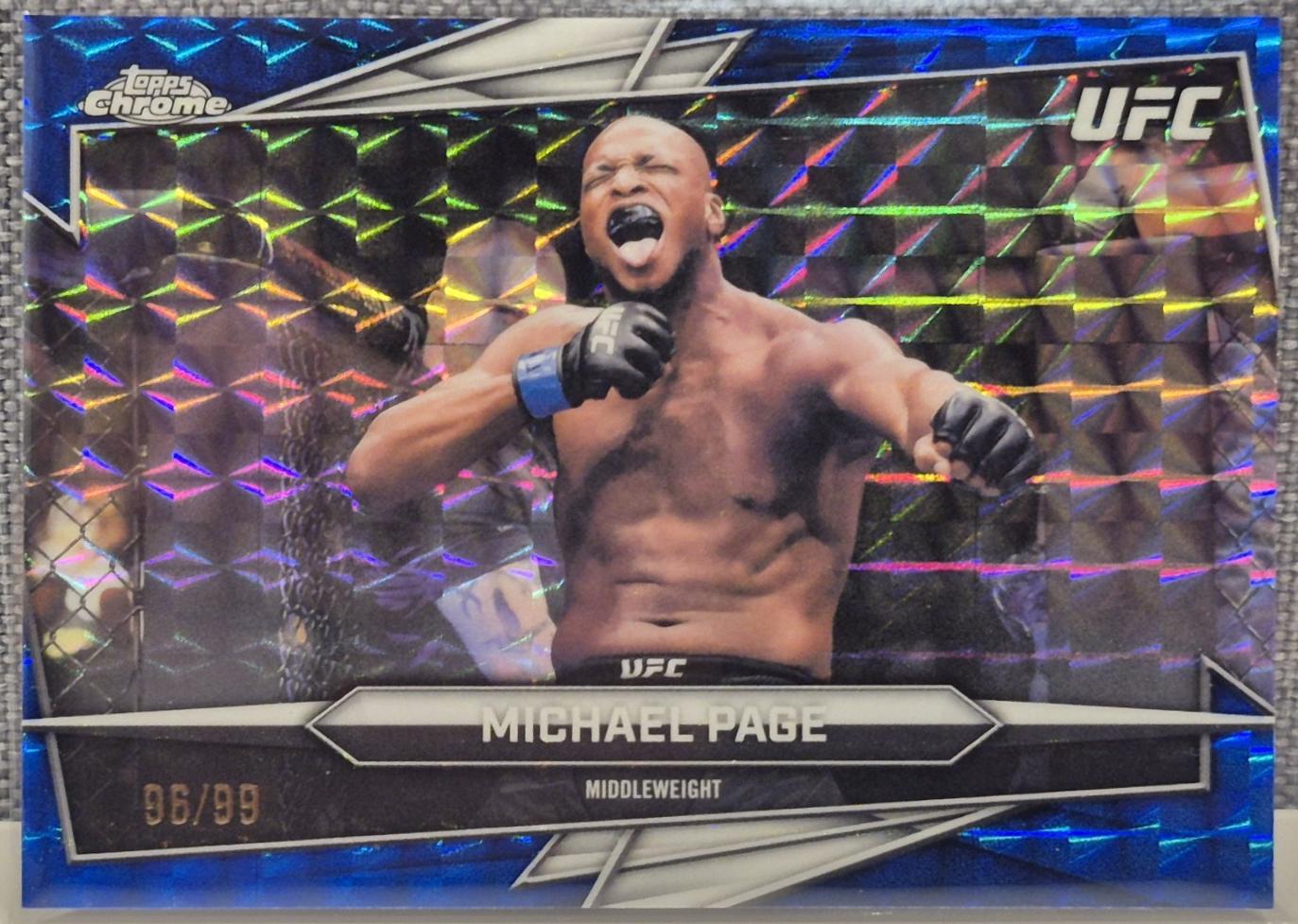 Michael Page 2026 Topps Chrome UFC Base #135 Blue Geometric Refractor