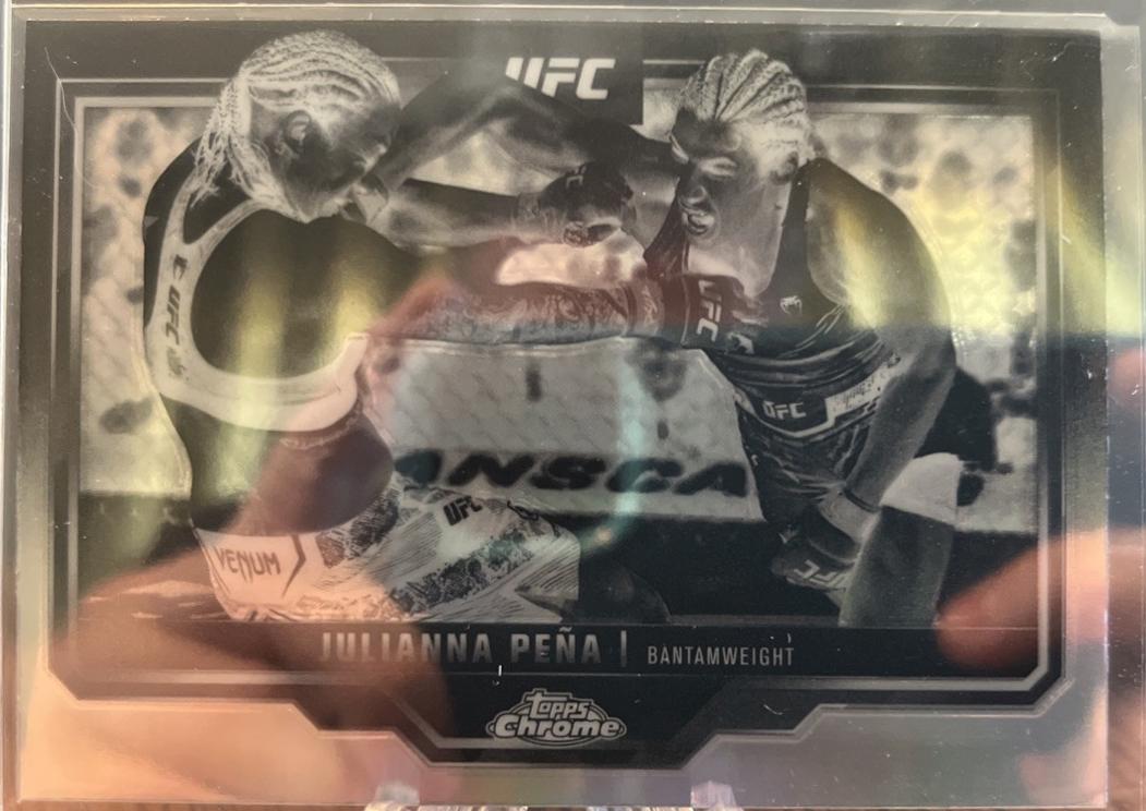 Julianna Peña 2025 Topps Chrome UFC Base #142 Negative Refractor