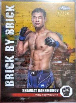 Shavkat Rakhmonov 2024 Topps Chrome UFC Brick by Brick #BYB-11 Gold Refractor