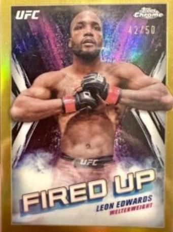 Leon Edwards 2024 Topps Chrome UFC Fired Up #FDP-13 Gold Refractor