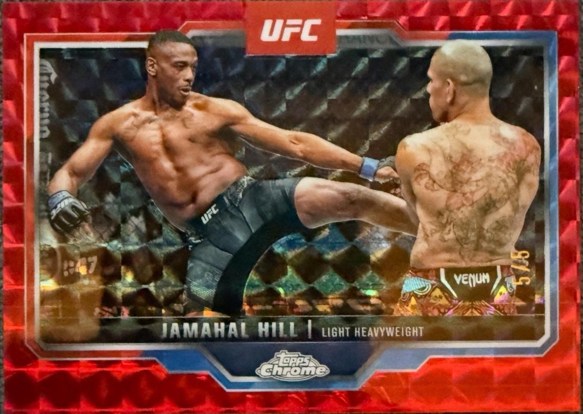 Jamahal Hill 2025 Topps Chrome UFC Base #170 Red Geometric Refractor