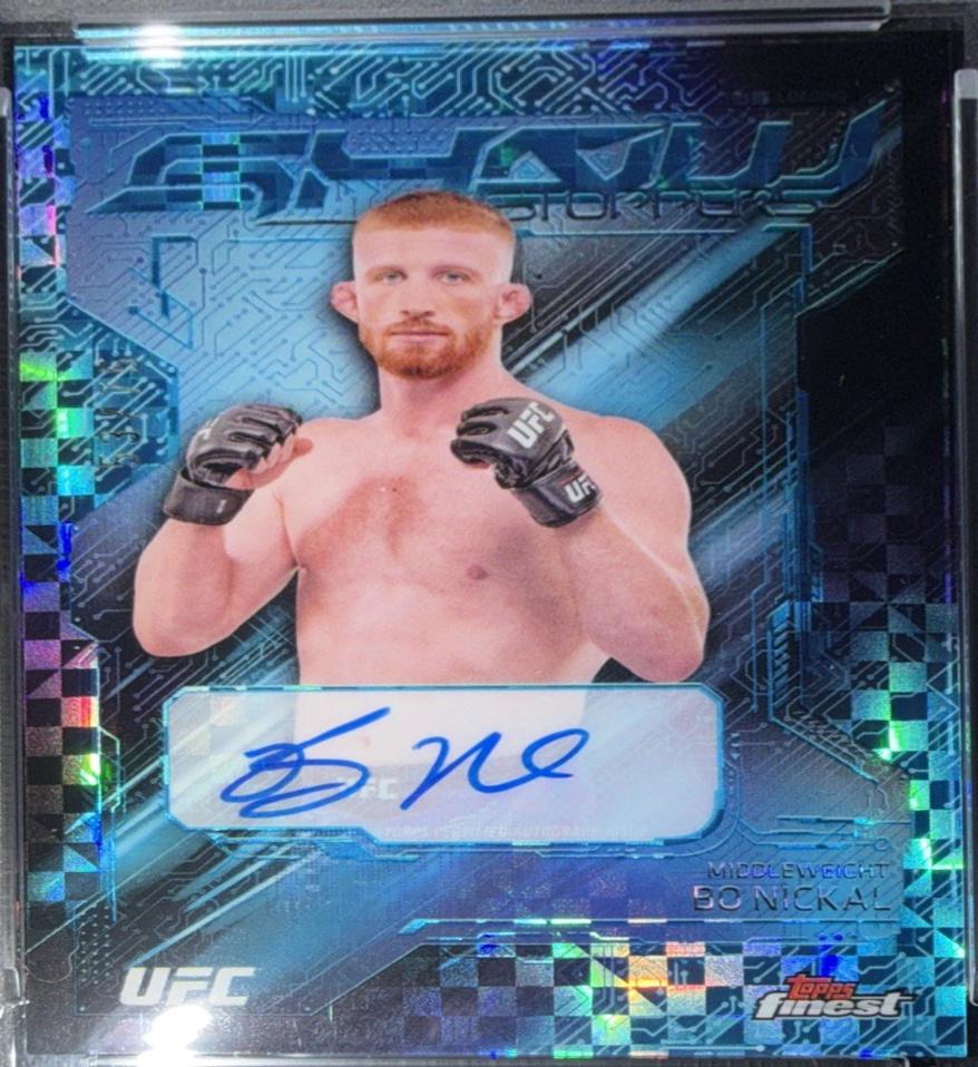 Bo Nickal 2025 Topps Finest UFC Showstopper Autographs #SSA-BN Blue Checkerboard Refractor