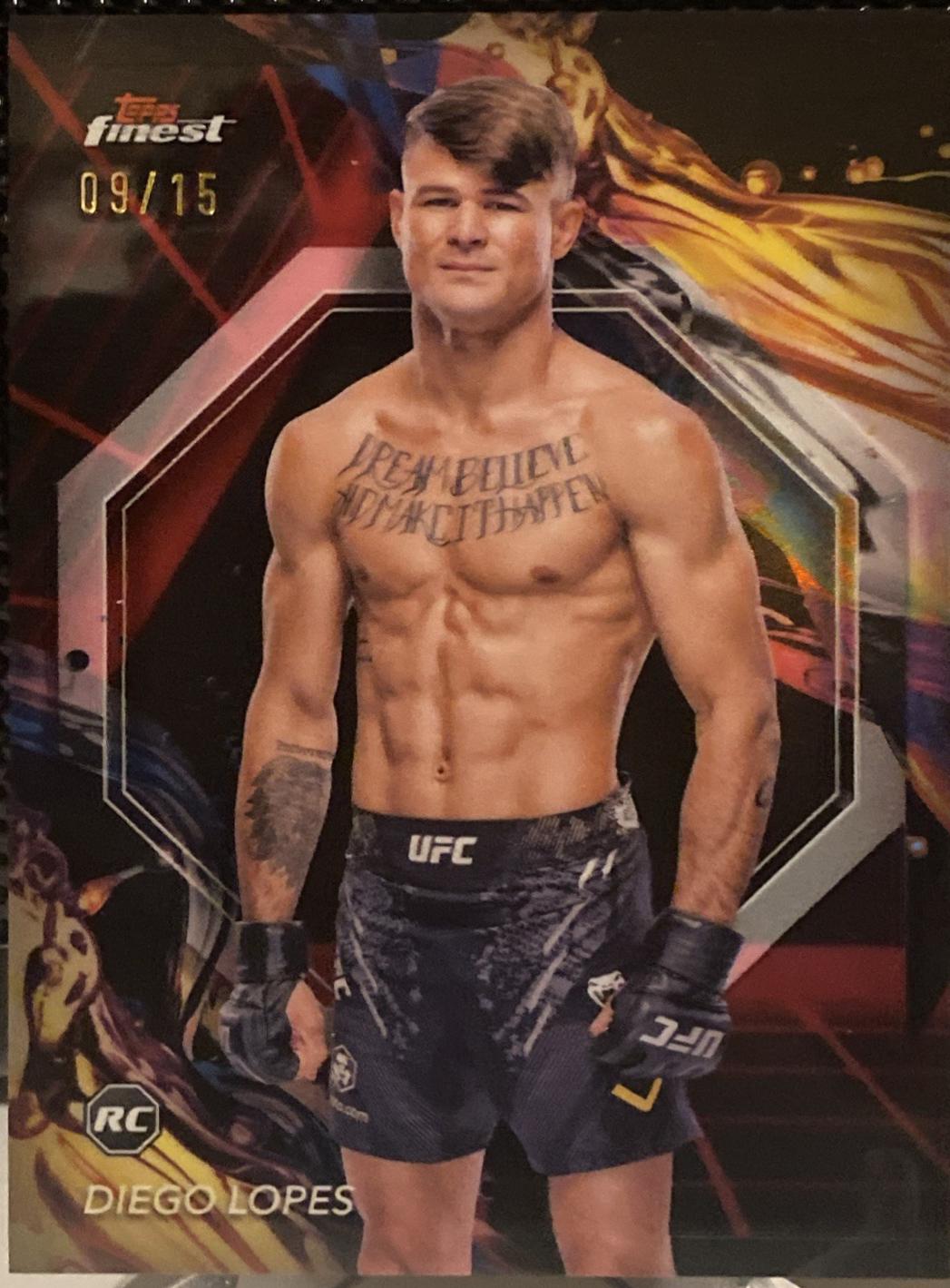 Diego Lopes 2024 Topps Finest UFC Base Uncommon #142 Red Black Vapor Refractor