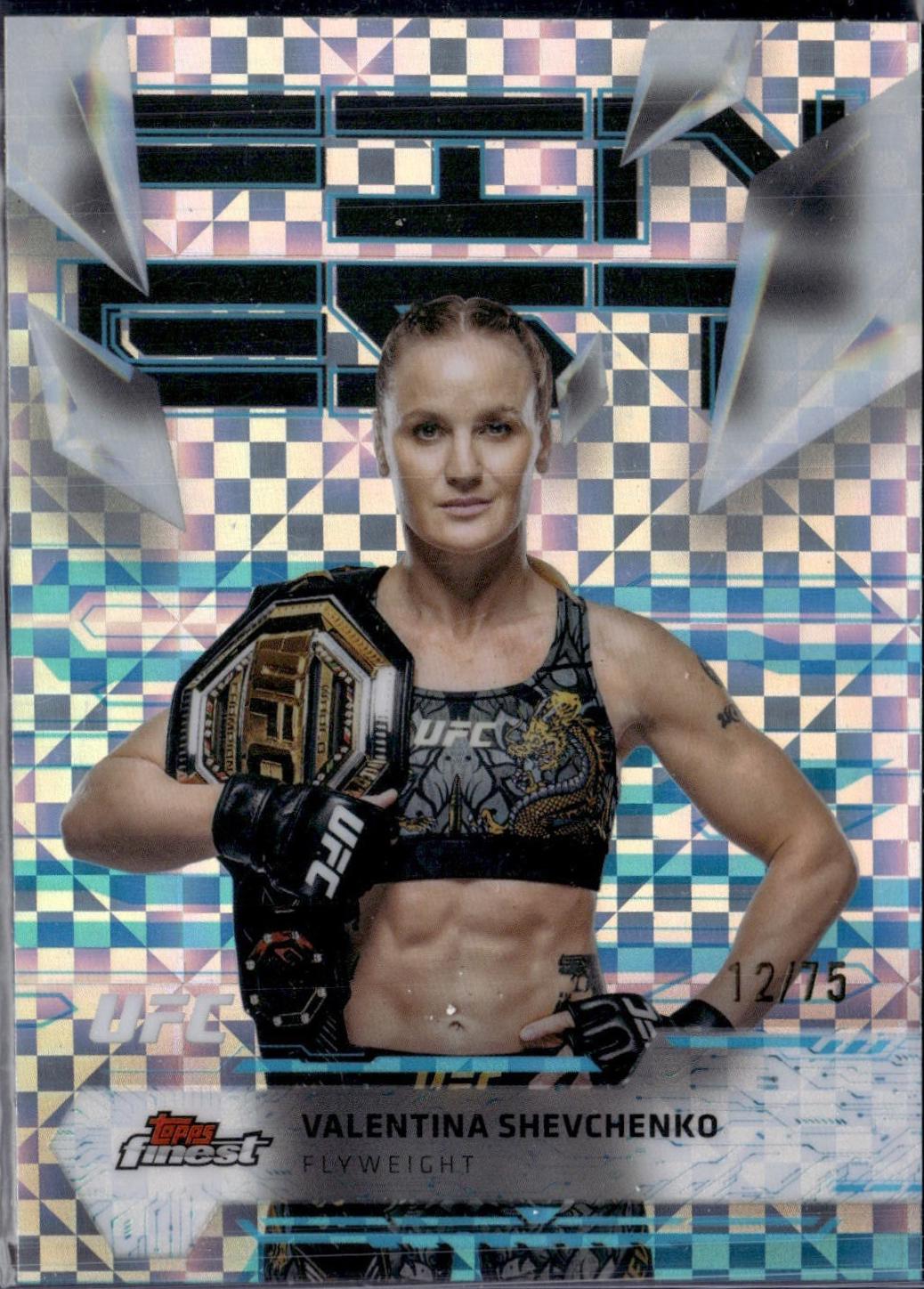 Valentina Shevchenko 2025 Topps Finest UFC Base Uncommon #174 Blue Checkerboard Refractor