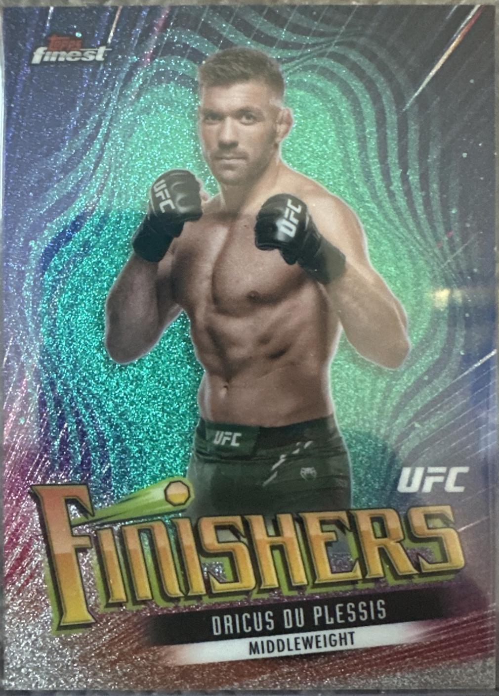 Dricus Du Plessis 2024 Topps Finest UFC Finishers #FIN-11 Aqua Glitter Refractor
