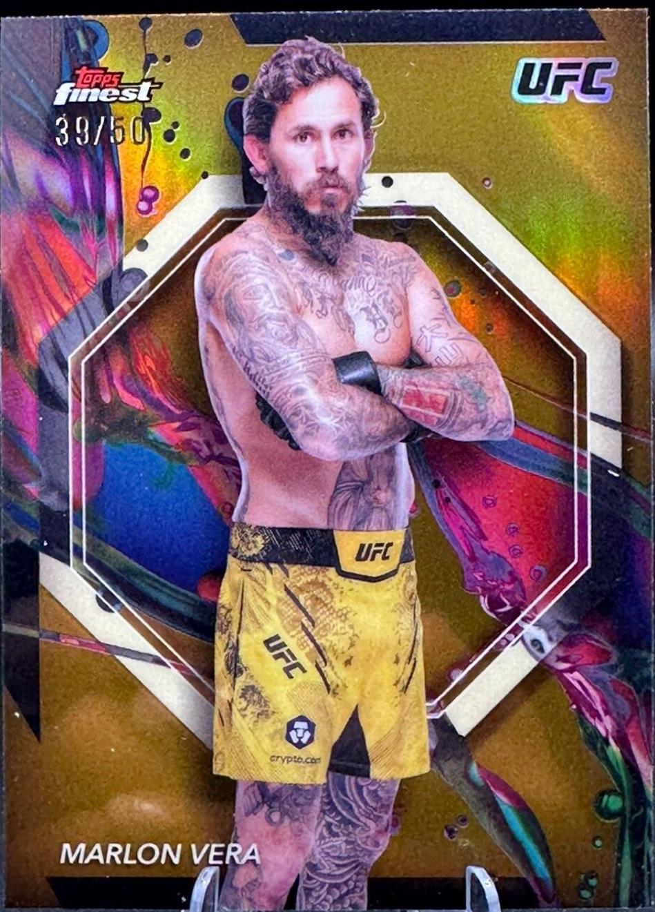 Marlon Vera 2024 Topps Finest UFC Base Common #80 Gold Refractor