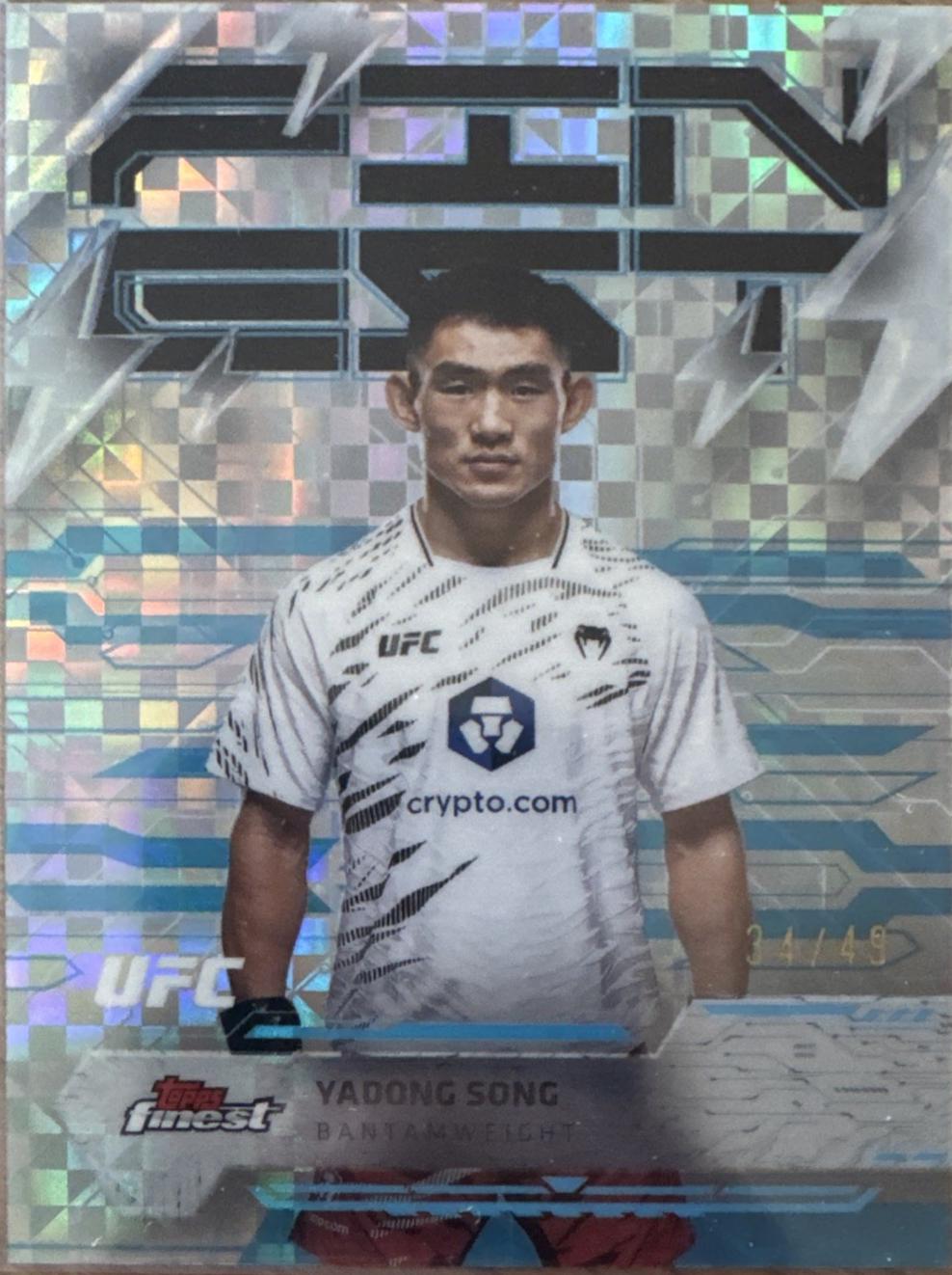 Song Yadong 2025 Topps Finest UFC Base Rare #299 Blue Checkerboard Refractor