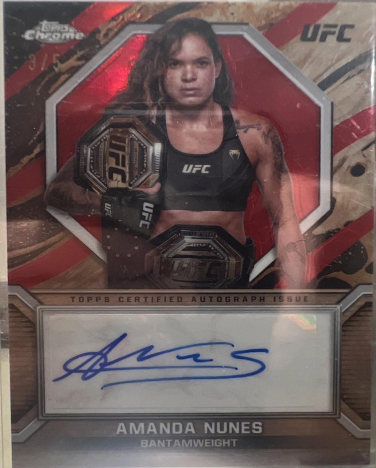 Amanda Nunes 2024 Topps Chrome UFC Marks of Champions #MOC-ANU Red Refractor