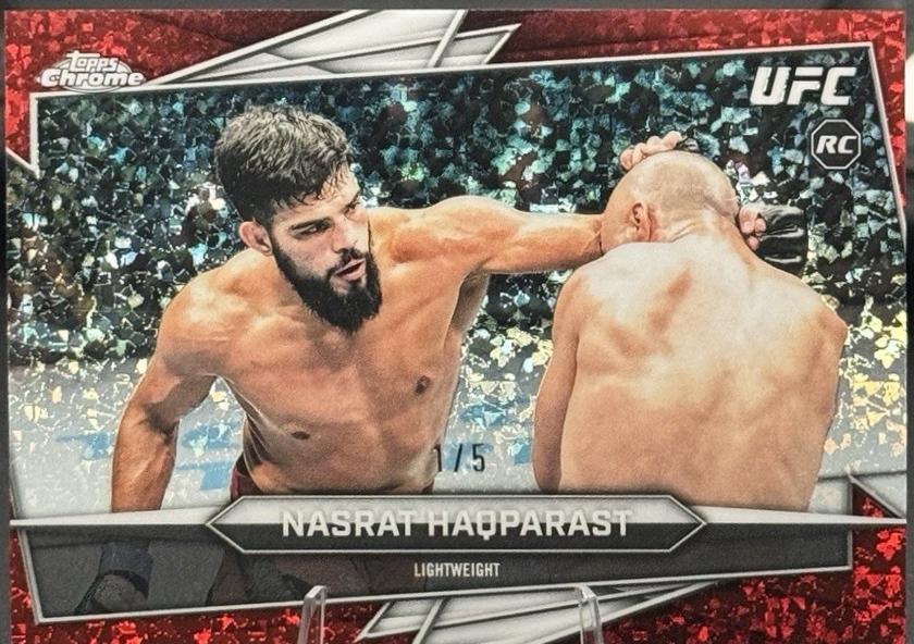 Nasrat Haqparast 2026 Topps Chrome UFC Base #174 Red Mini Diamonds Refractor