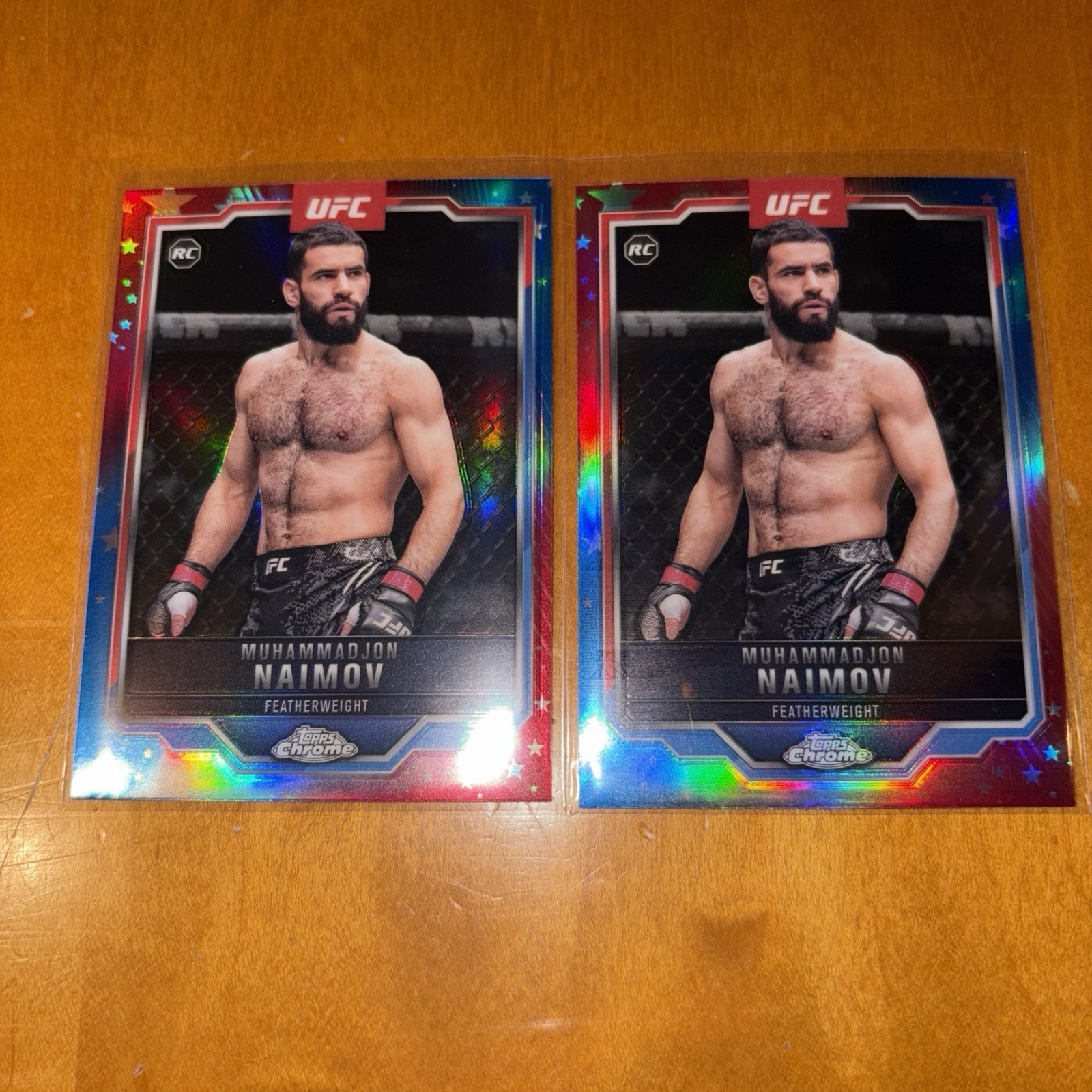 Muhammadjon Naimov 2025 Topps Chrome UFC Base #45 Red & Blue Refractor