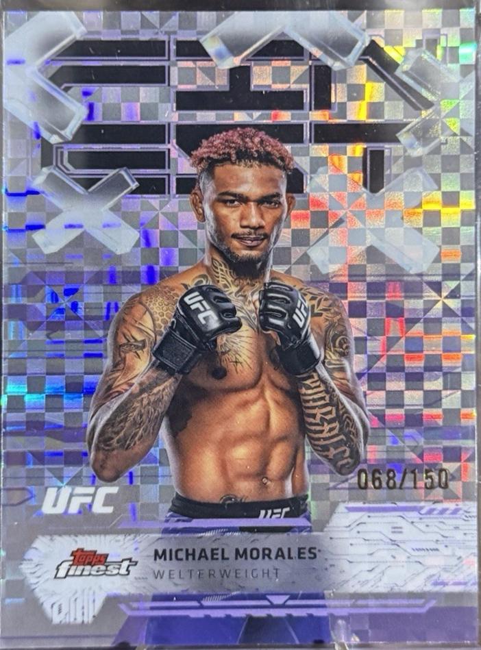Michael Morales 2025 Topps Finest UFC Base Common #6 Purple Checkerboard Refractor