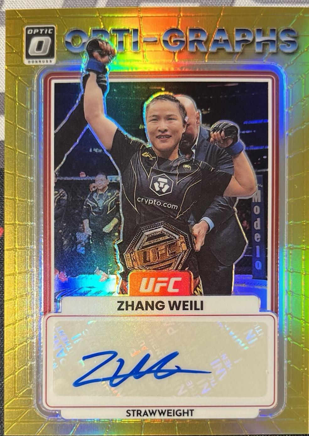 Zhang Weili 2023 Panini Donruss Optic UFC Opti-Graphs #31 Gold Autograph