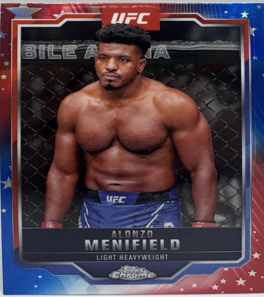 Alonzo Menifield 2025 Topps Chrome UFC Base #159 Red & Blue Refractor