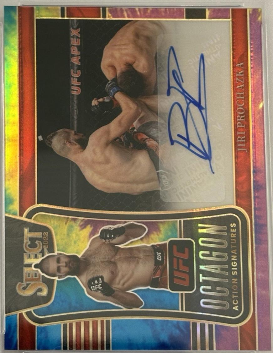 Jiri Prochazka 2022 Panini Select UFC Octagon Action Signatures #1 Tie Dye