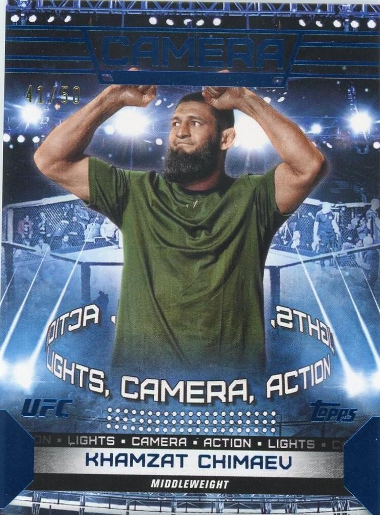 Khamzat Chimaev 2024 Topps Knockout UFC Camera (Lights, Camera, Action) #CAM-12 Blue