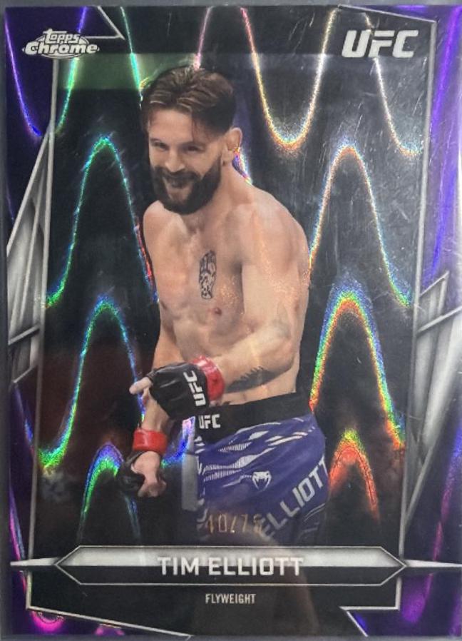 Tim Elliott 2026 Topps Chrome UFC Base #142 Purple Ray Wave Refractor