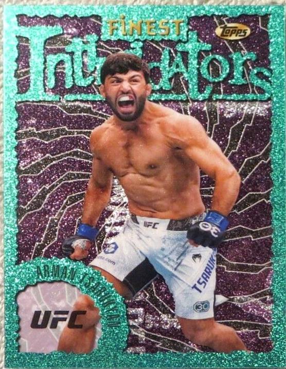 Arman Tsarukyan 2024 Topps Finest UFC Intimidators #INT-13 Tangerine Glitter Refractor