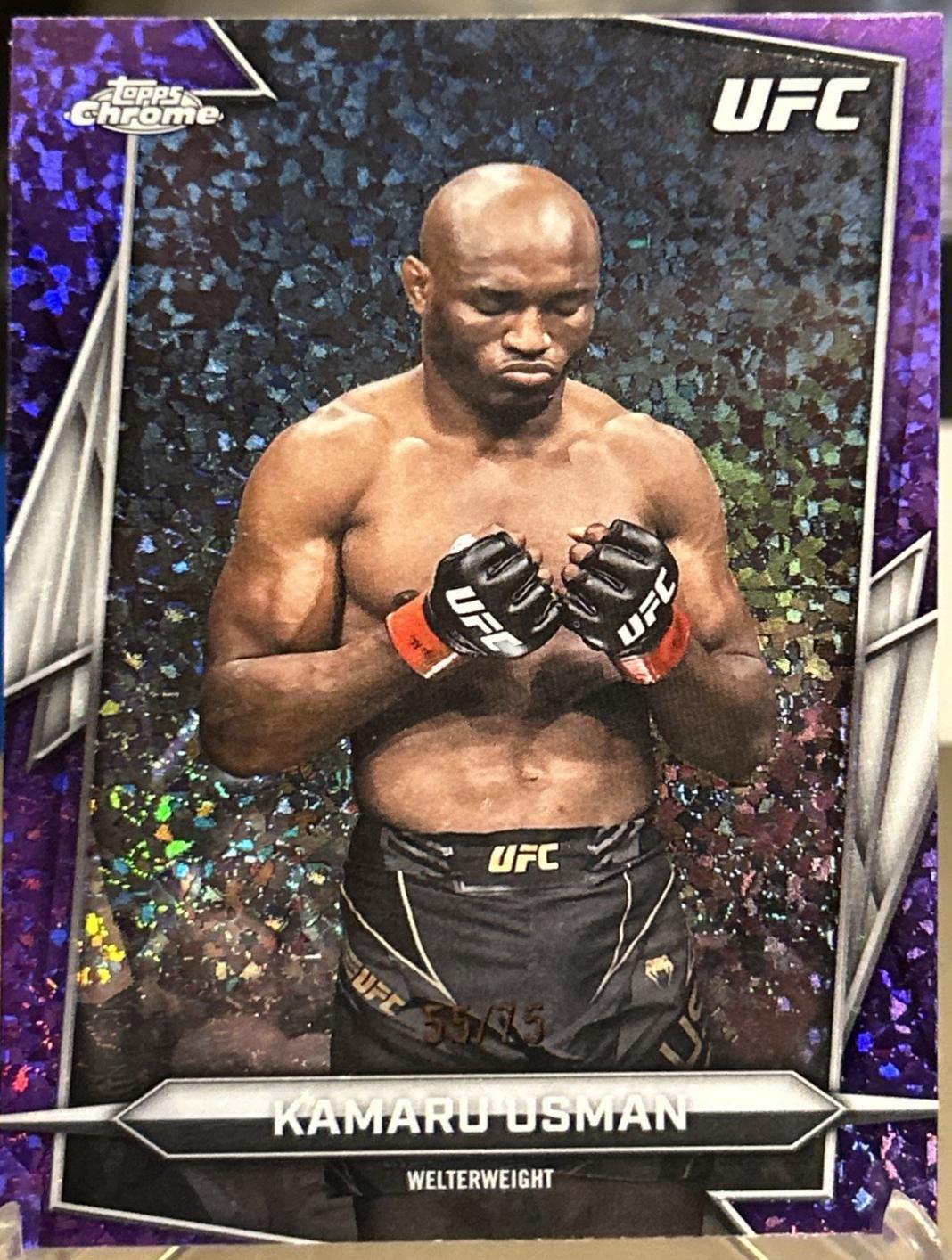 Kamaru Usman 2026 Topps Chrome UFC Base #27 Purple Mini Diamonds Refractor
