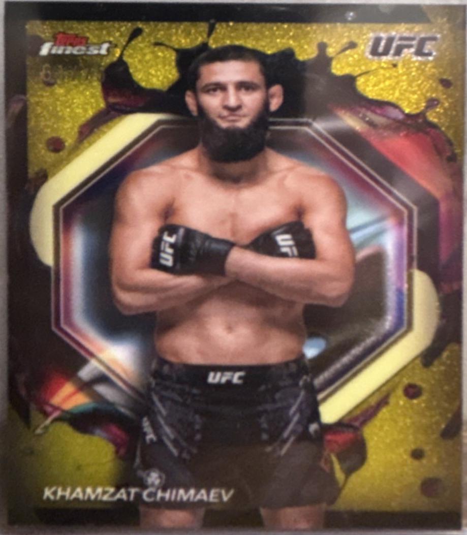 Khamzat Chimaev 2024 Topps Finest UFC Base Rare #212 Gold Refractor