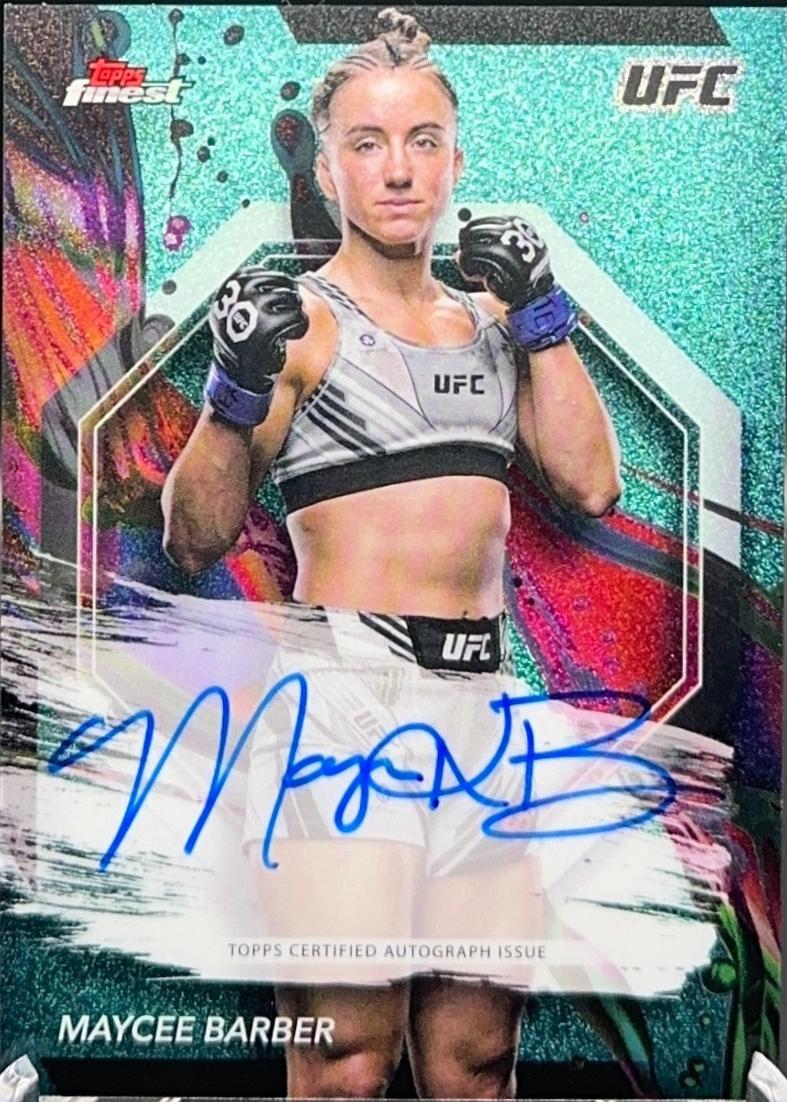 Maycee Barber 2024 Topps Finest UFC Finest Autographs #FA-MEB Aqua Glitter Refractor