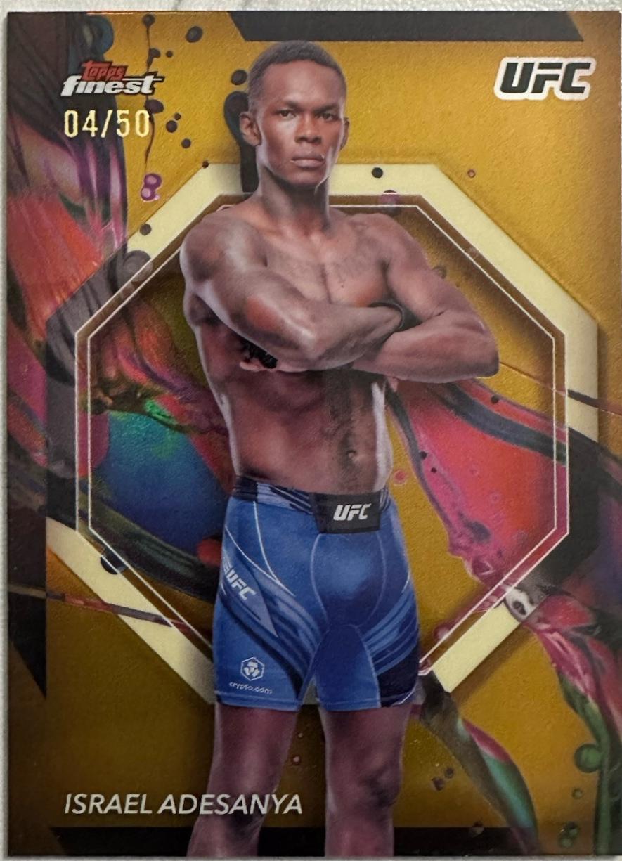 Israel Adesanya 2024 Topps Finest UFC Base Common #53 Gold Refractor