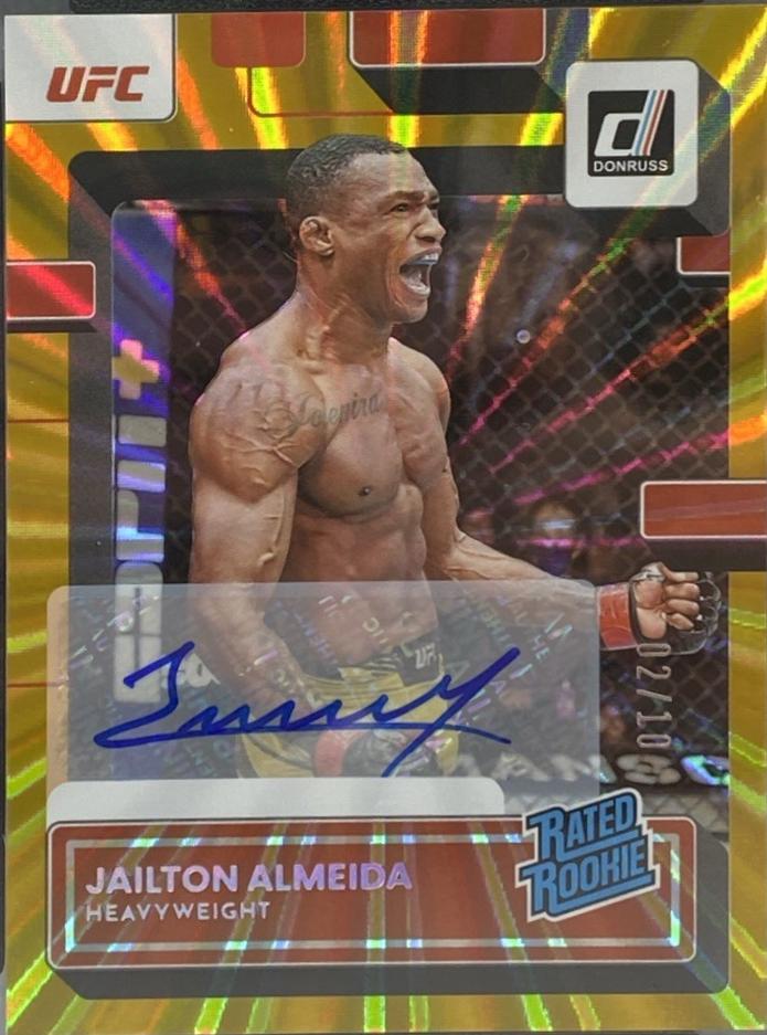 Jailton Almeida 2023 Panini Donruss UFC Rated Rookies Signatures #218 Gold Laser