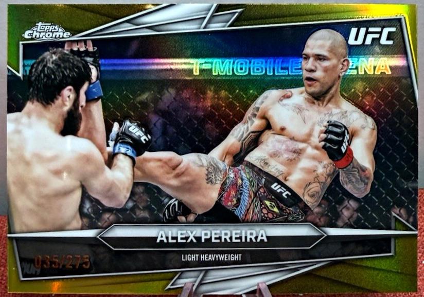 Alex Pereira 2026 Topps Chrome UFC Base #90 Yellow Refractor