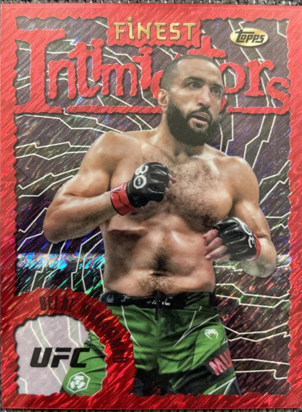 Belal Muhammad 2024 Topps Finest UFC Intimidators #INT-24 Red Shimmer Refractor