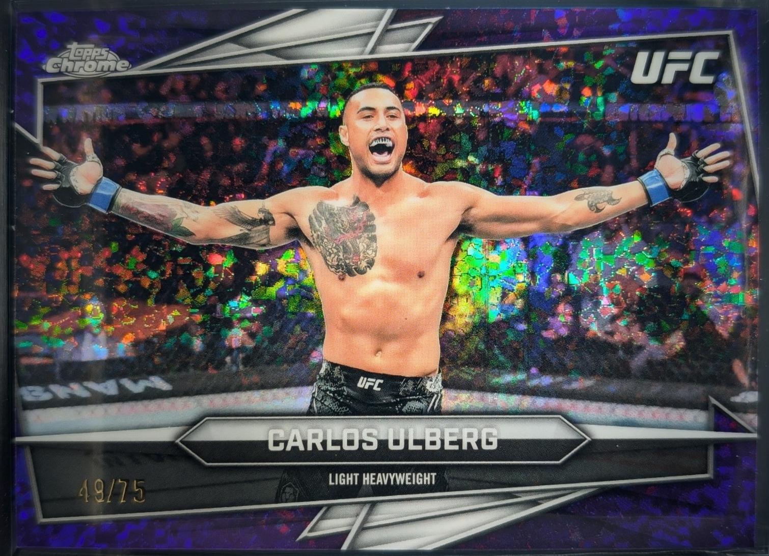 Carlos Ulberg 2026 Topps Chrome UFC Base #110 Purple Ray Wave Refractor