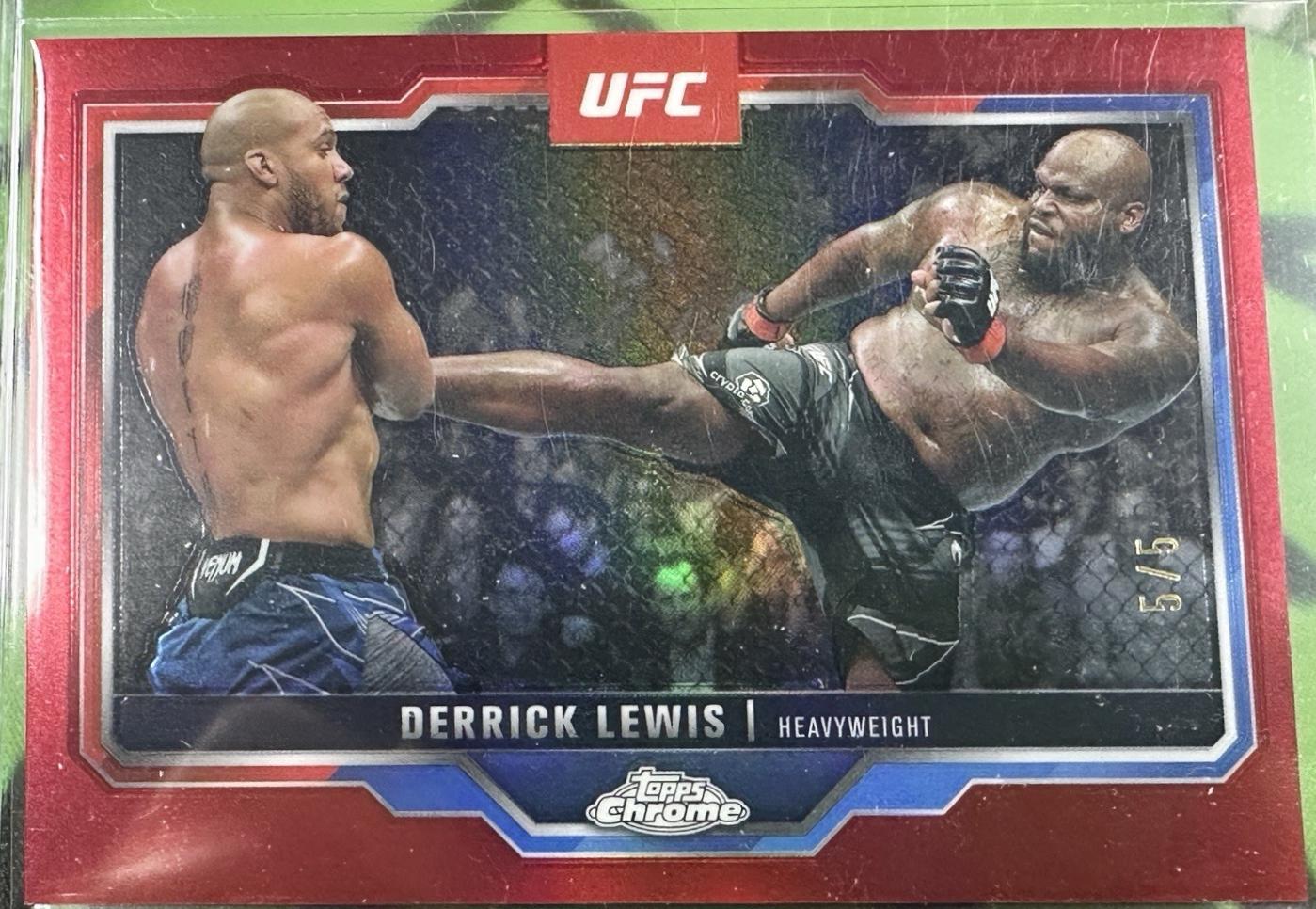 Derrick Lewis 2025 Topps Chrome UFC Base #104 Red Refractor