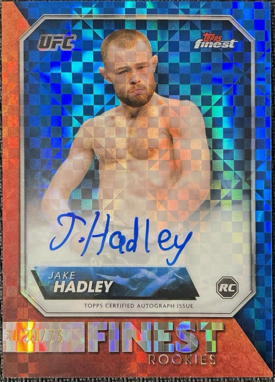 Jake Hadley 2024 Topps Finest UFC Rookie Finest Autographs #RFA-JH Blue Checkerboard Refractor