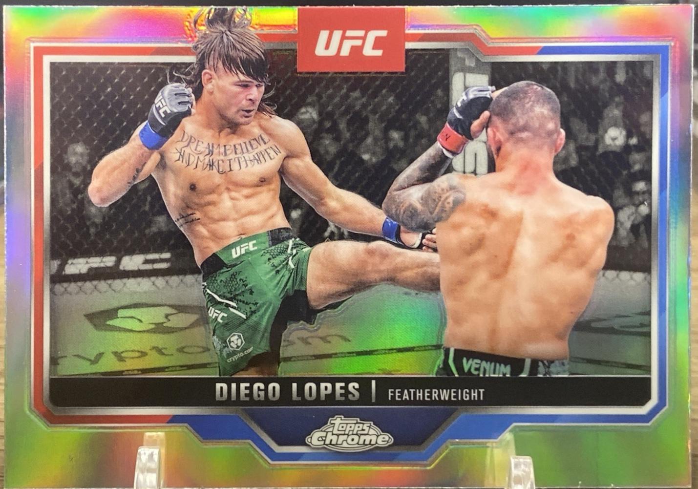 Diego Lopes 2025 Topps Chrome UFC Base #140 Purple Refractor