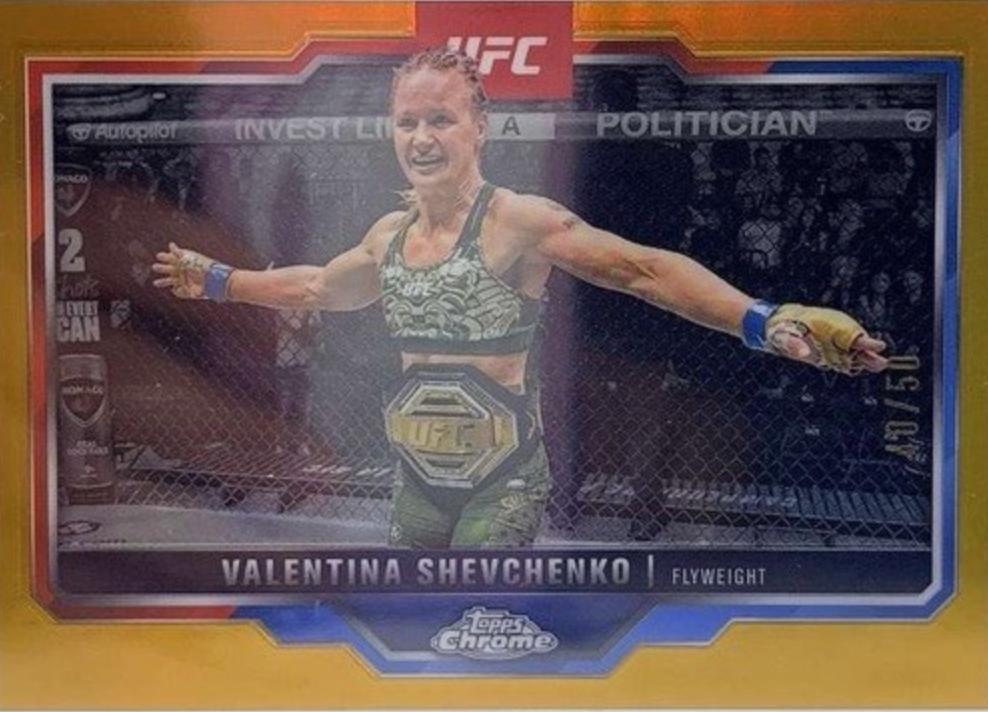 Valentina Shevchenko 2025 Topps Chrome UFC Base #166 Gold Refractor