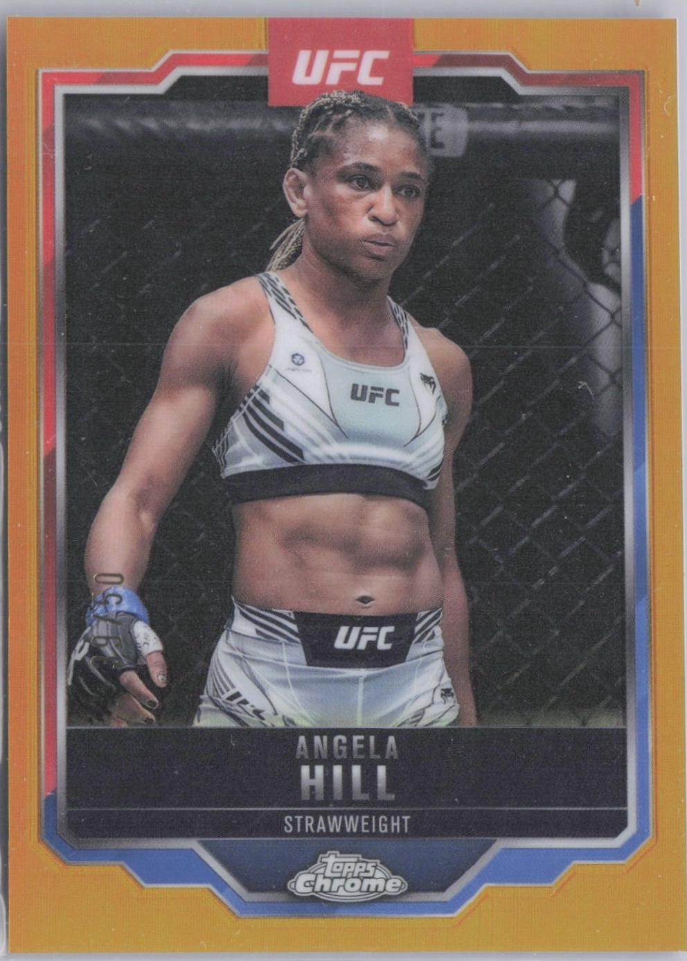 Angela Hill 2025 Topps Chrome UFC Base #124 Gold Refractor