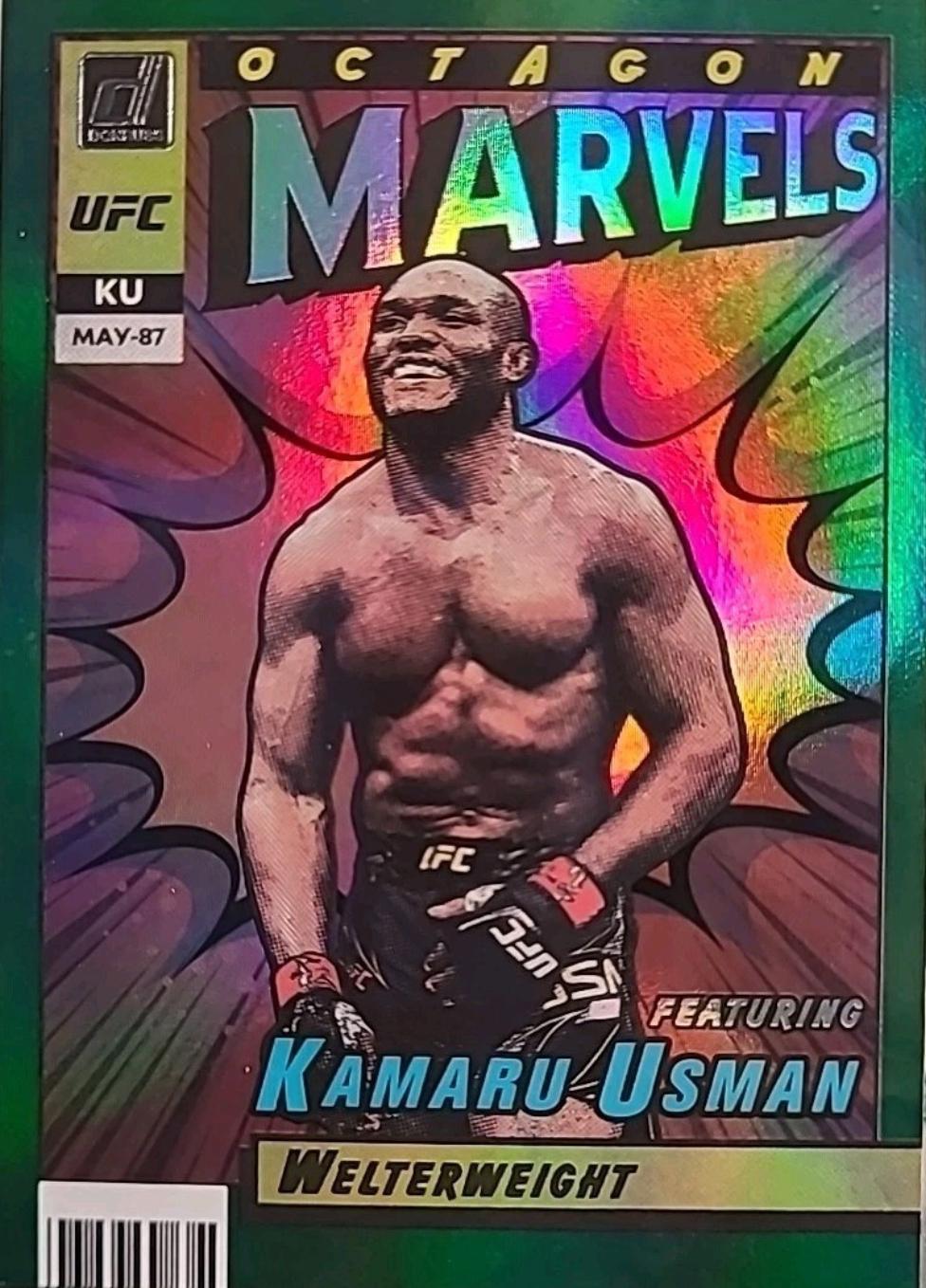 Kamaru Usman 2022 Panini Donruss UFC Octagon Marvels #12 Green