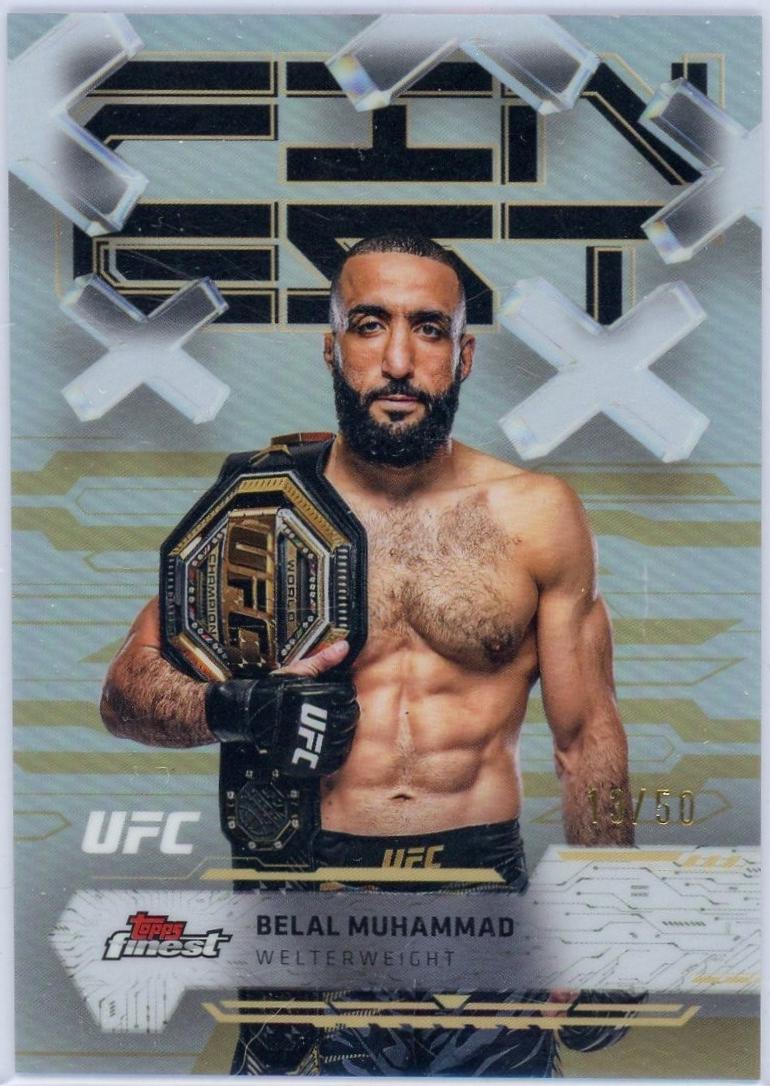 Belal Muhammad 2025 Topps Finest UFC Base Common #26 Gold Refractor